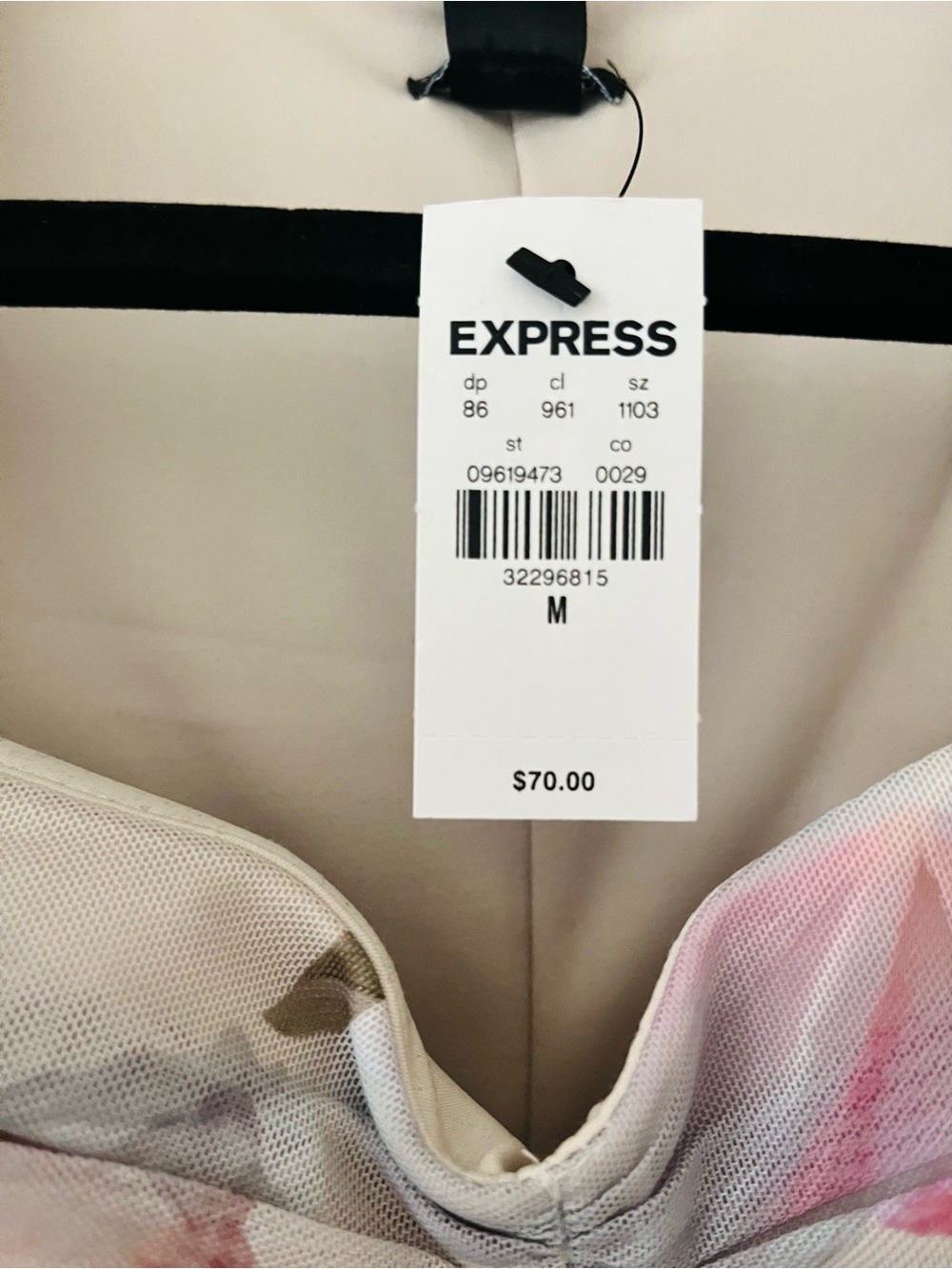 NWT Express Floral Ruched Sheer Top - Cream, Pink, Green - Picture 4 of 5